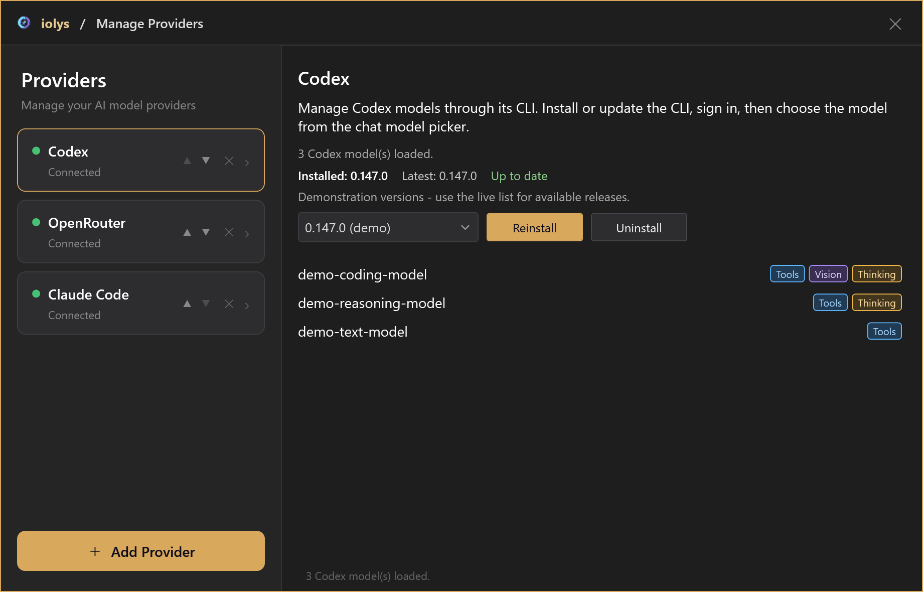 Codex installation and discovered models