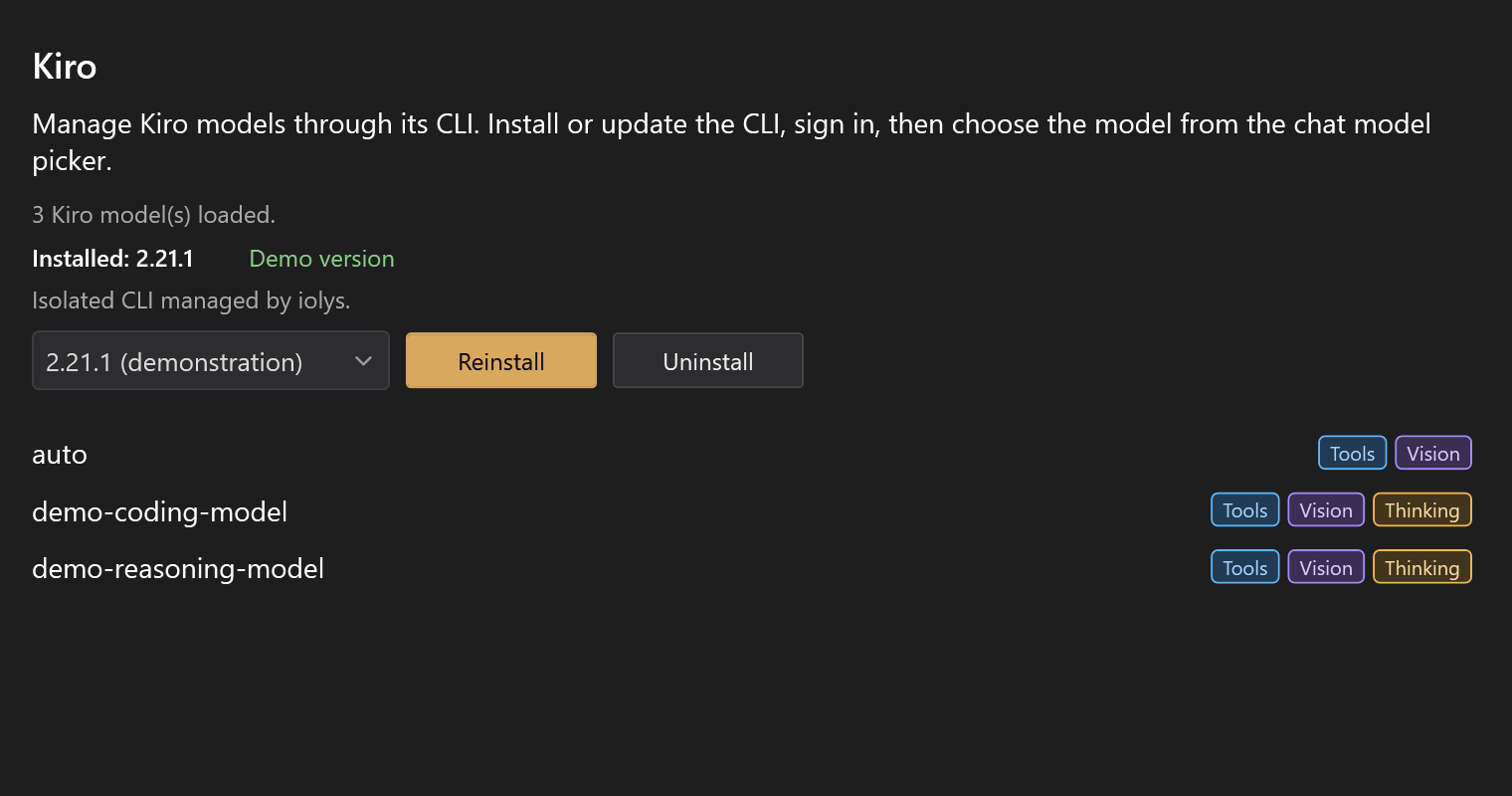 Kiro installation and model selection